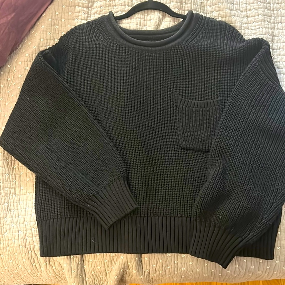 Black Sweater from Gap Shaker Pocket True Black